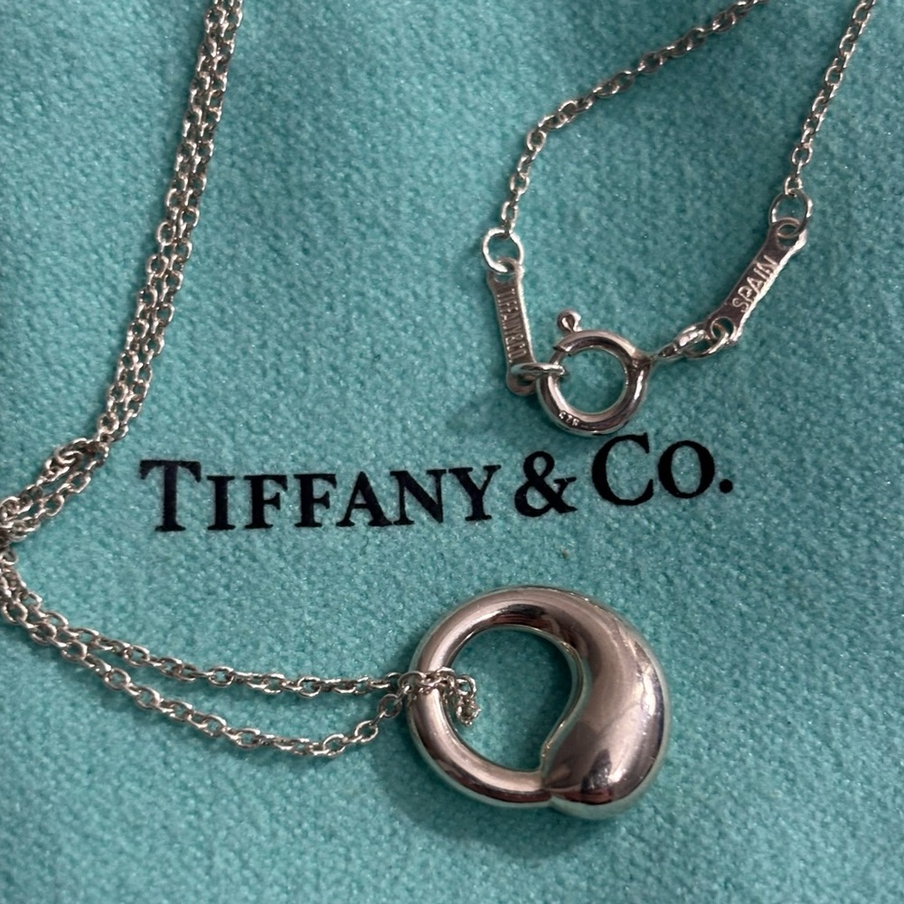 FINAL PRICE! Auth Tiffany & Co. Elsa Peretti Eternal Circle Pendant Necklace - Picture 3 of 12